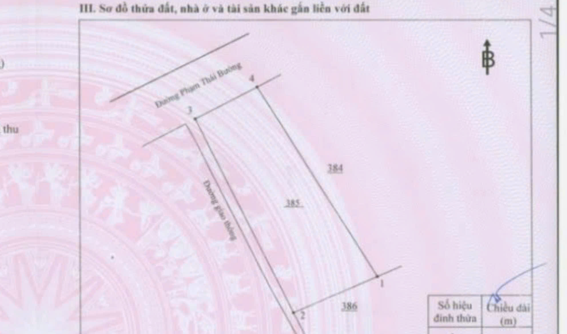 Sổ đỏ đất mặt tiền đường Phạm Thái Bường