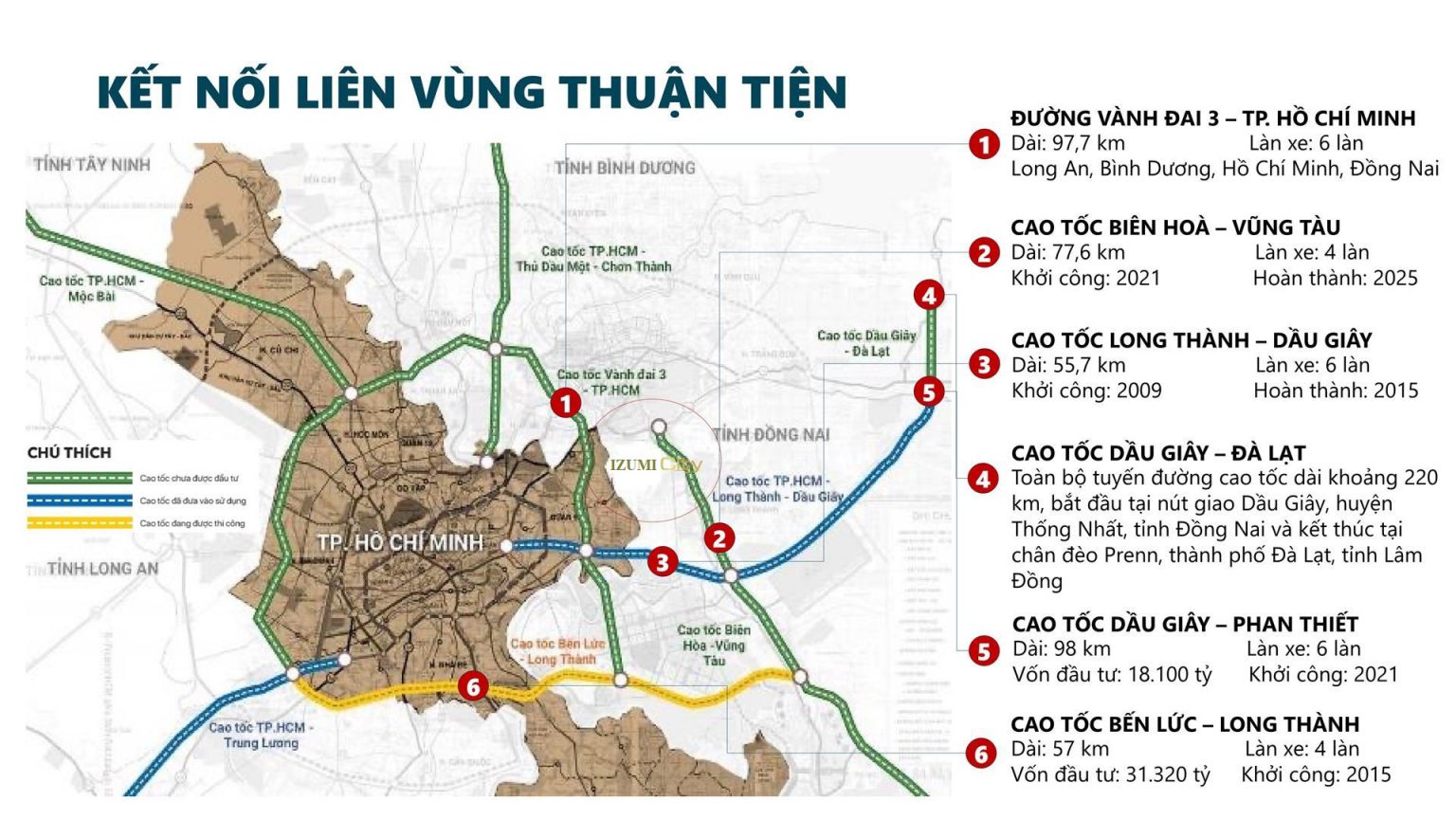 Kết nối liên vùng dự án Izumi City Nam Long Đồng Nai